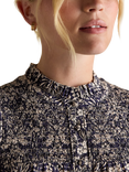 Joules Silvia Floral Frill Trim Top, Blue/Multi