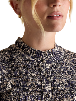 Joules Silvia Floral Frill Trim Top, Blue/Multi - view 2, Blue/Multi