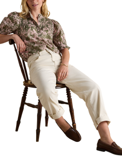 Joules Silvia Toile Frill Neck Top, Green/Multi, Green/Multi