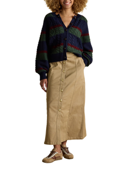 Joules Twyla Chino Midi Skirt, Tan Brown