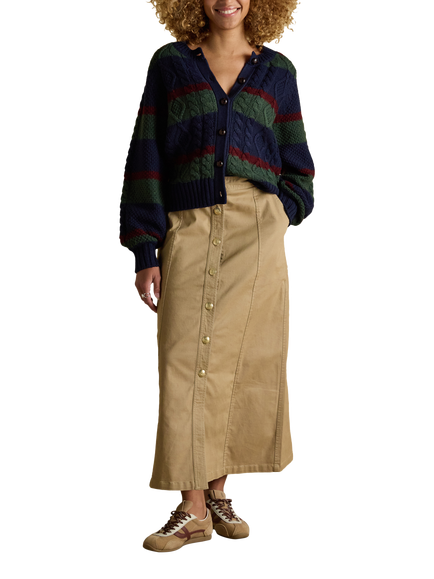 Joules Twyla Chino Midi Skirt, Tan Brown