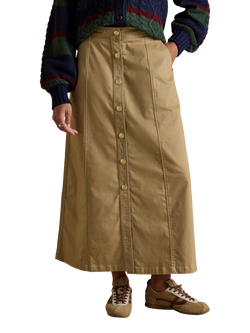 Joules Twyla Chino Midi Skirt - view 2, Tan Brown