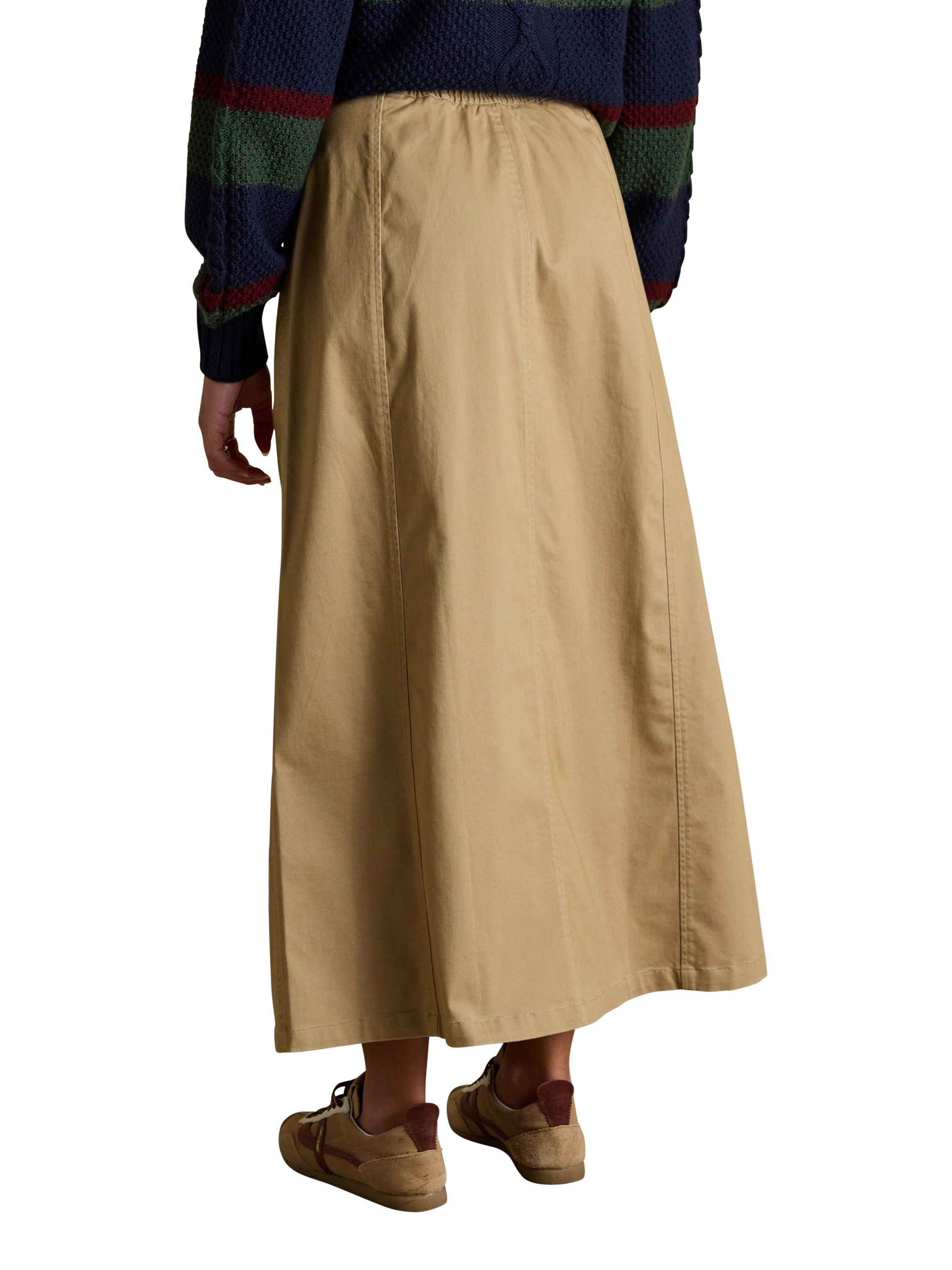 Product image 5 of 7, which shows Joules Twyla Chino Midi Skirt, Tan Brown, 6