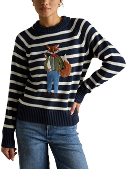 Joules Renard Fox Stripe Jumper, Navy, Navy