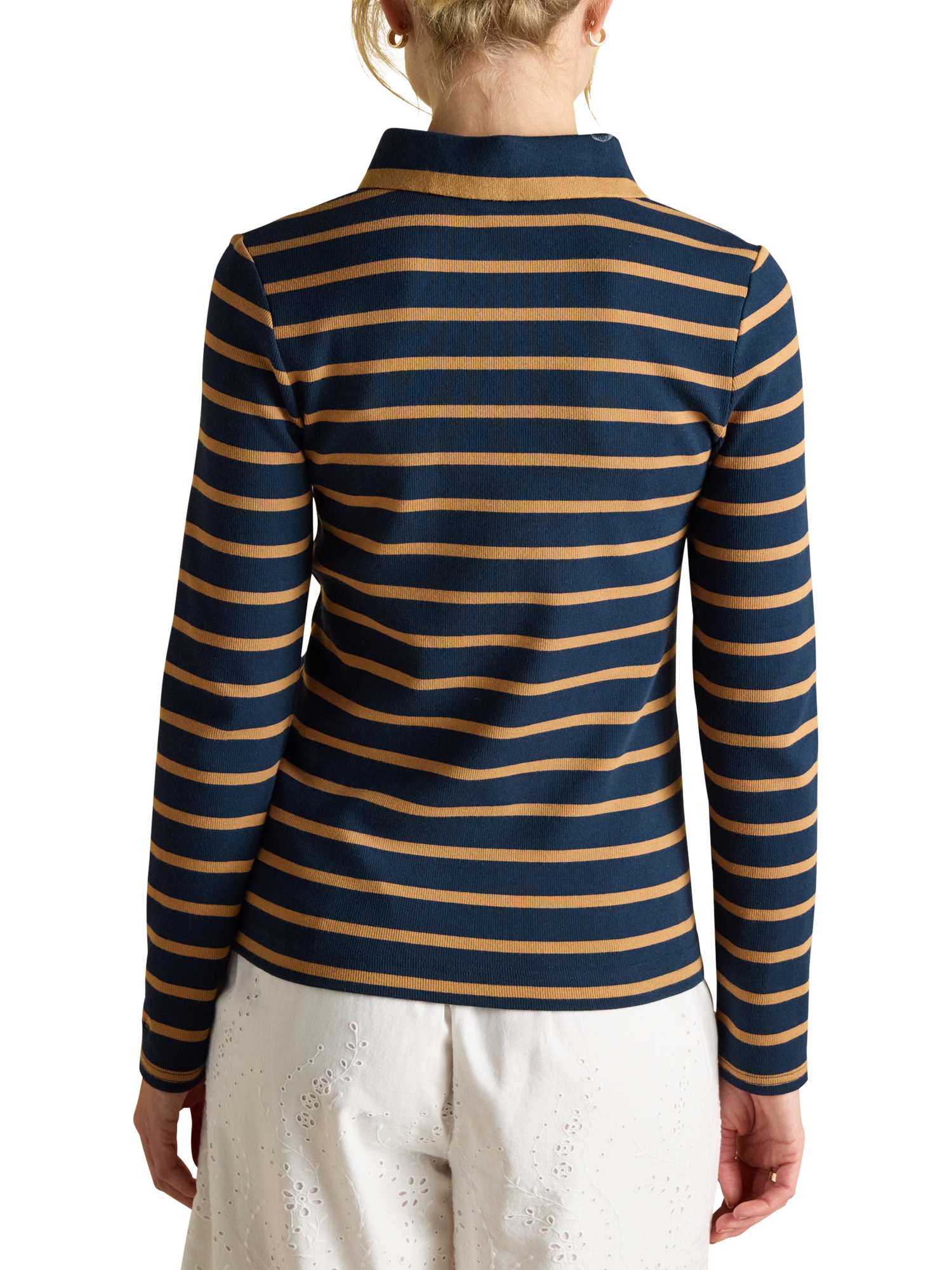 Product image 2 of 5, which shows Joules Fairfield Stripe Polo Shirt, Navy/Multi, 6