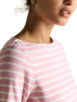 Joules Harbour Breton Stripe Top, Pink/White - view 2, Pink/White