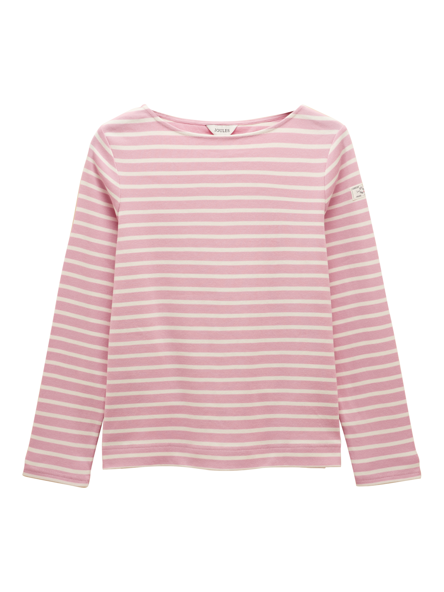 Product image 4 of 5, which shows Joules Harbour Breton Stripe Top, Pink/White, 6