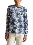 Joules Harbour Floral Boat Neck Top, Navy