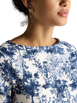 Joules Harbour Floral Boat Neck Top, Navy - view 2, Navy