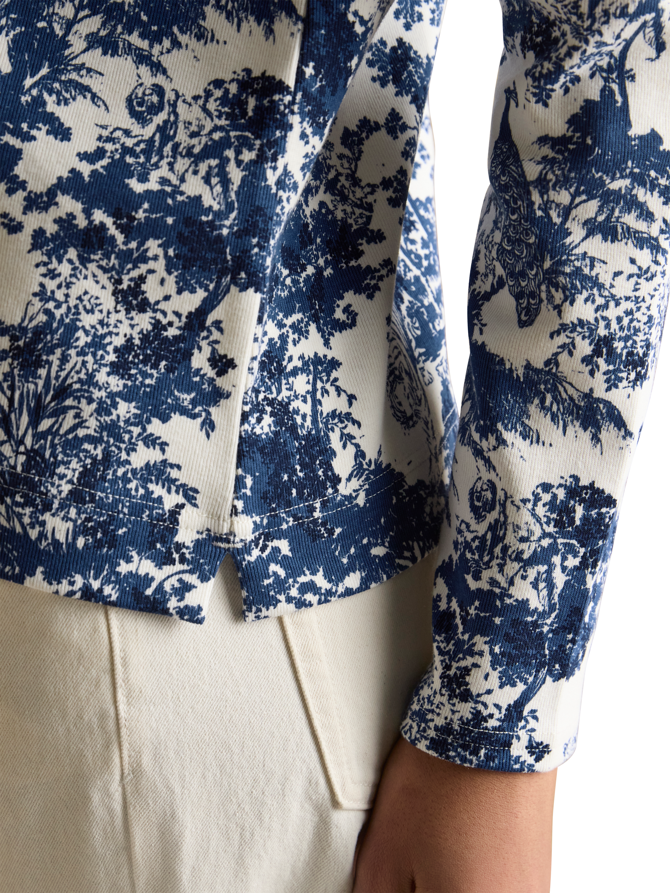 Product image 3 of 7, which shows Joules Harbour Floral Boat Neck Top, Navy, 6