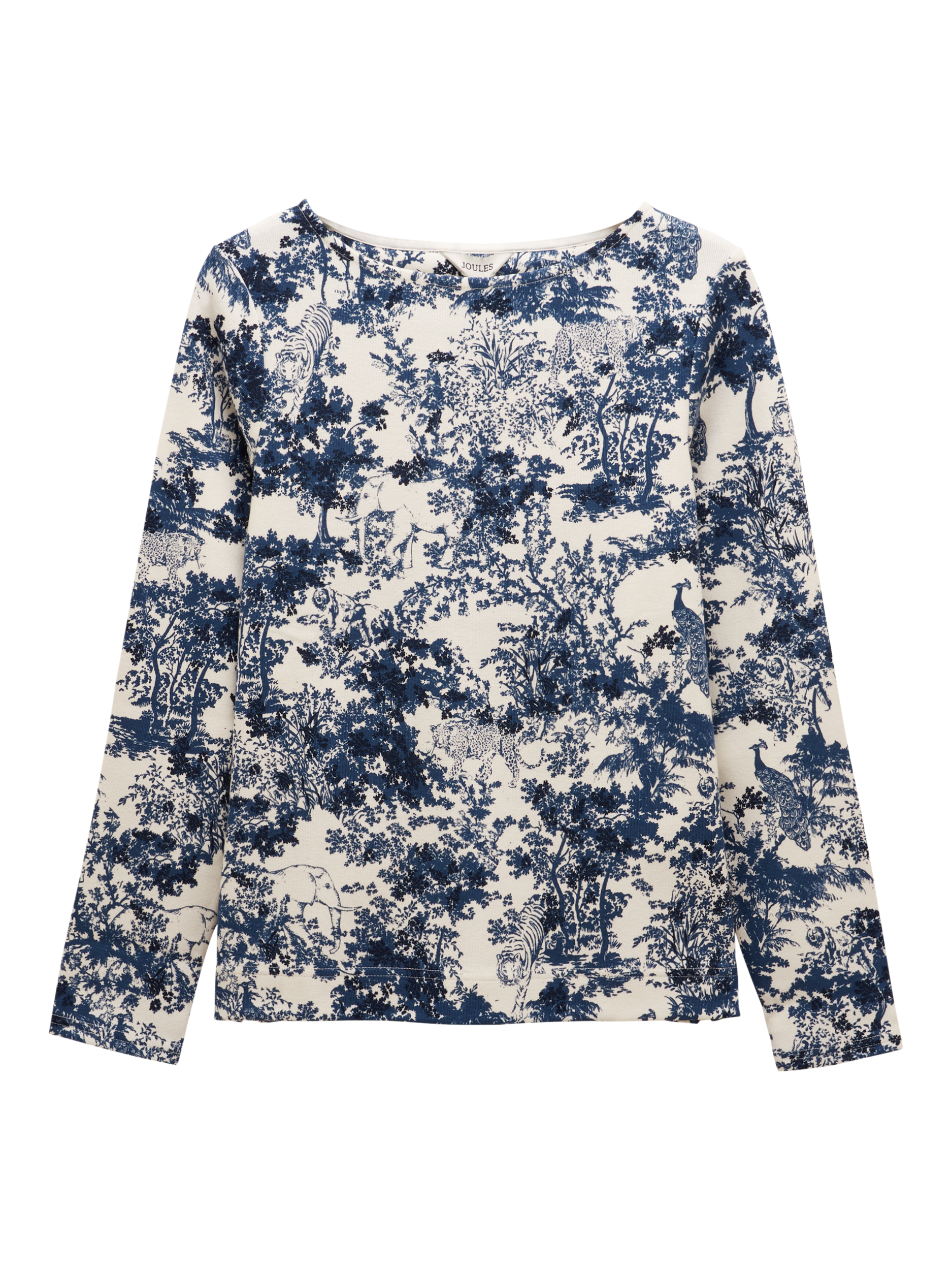 Product image 7 of 7, which shows Joules Harbour Floral Boat Neck Top, Navy, 6