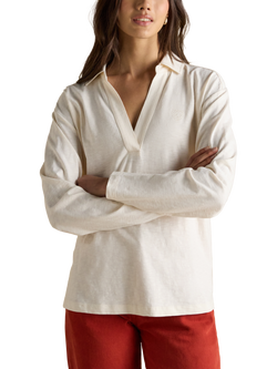 Joules Tallie Slub Polo Shirt, Cream, Cream