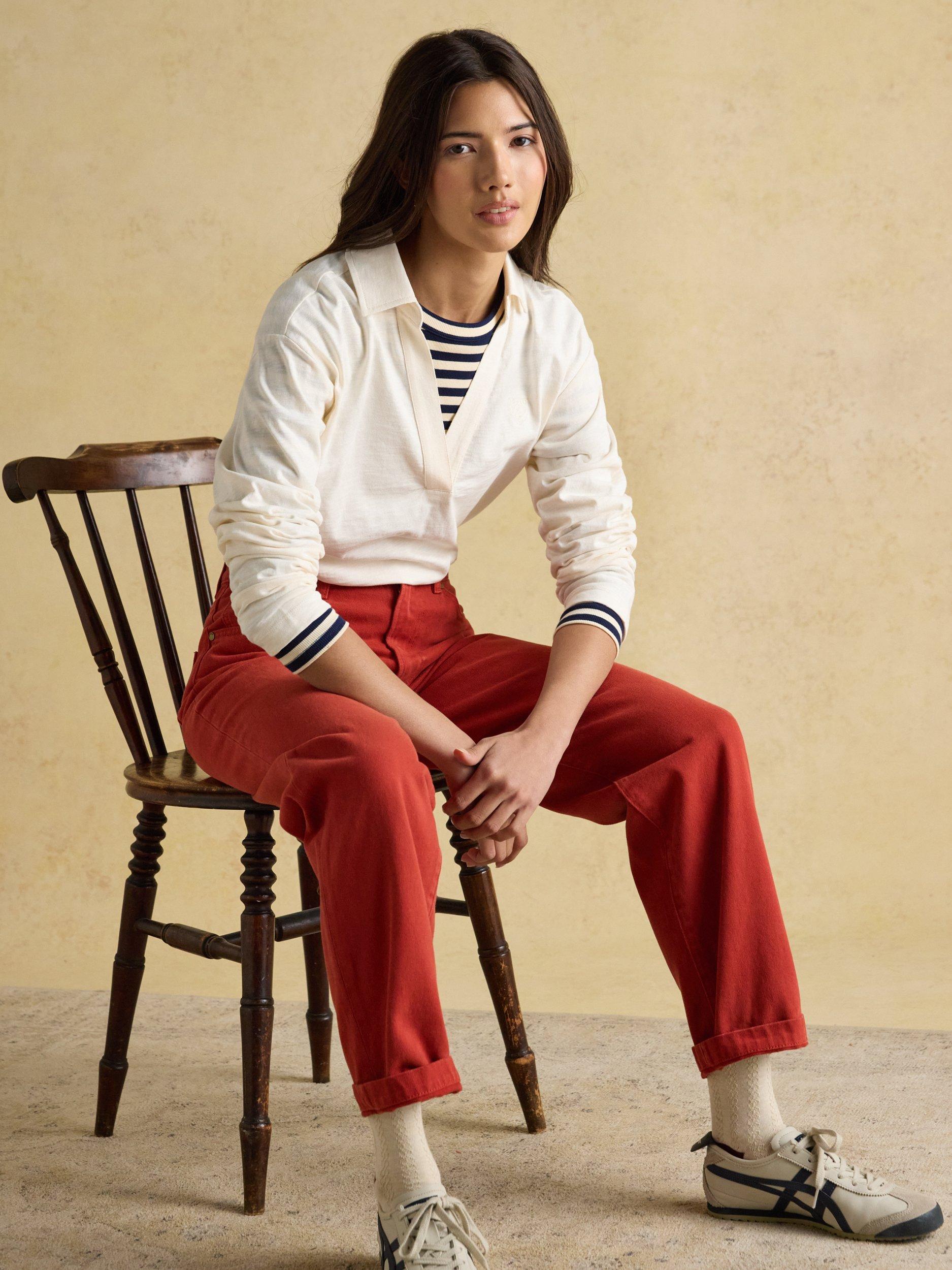 Product image 7 of 8, which shows Joules Tallie Slub Polo Shirt, Cream, 6