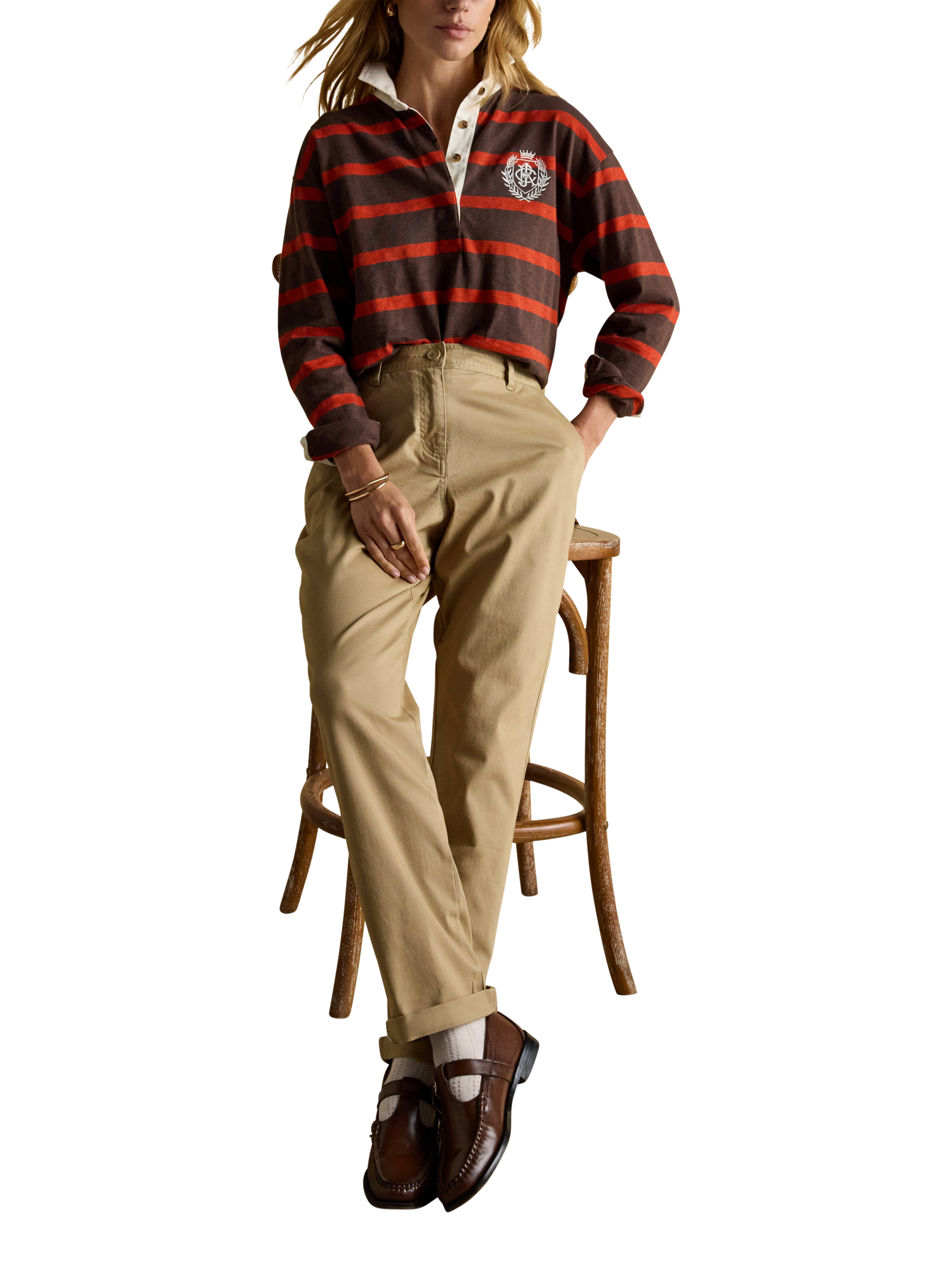 Product image 2 of 9, which shows Joules Mid Rise Slim Fit Chinos, Light Brown, 6
