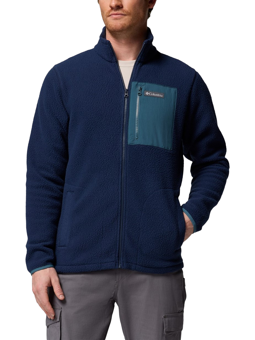 Product image 1 of 4, which shows Columbia Jasper Pebbled Zip Front Fleece Jacket, Collegiate Navy/Everblue, S