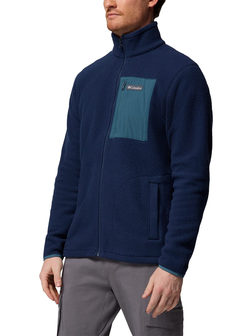 Product image 3 of 4, which shows Columbia Jasper Pebbled Zip Front Fleece Jacket, Collegiate Navy/Everblue, S