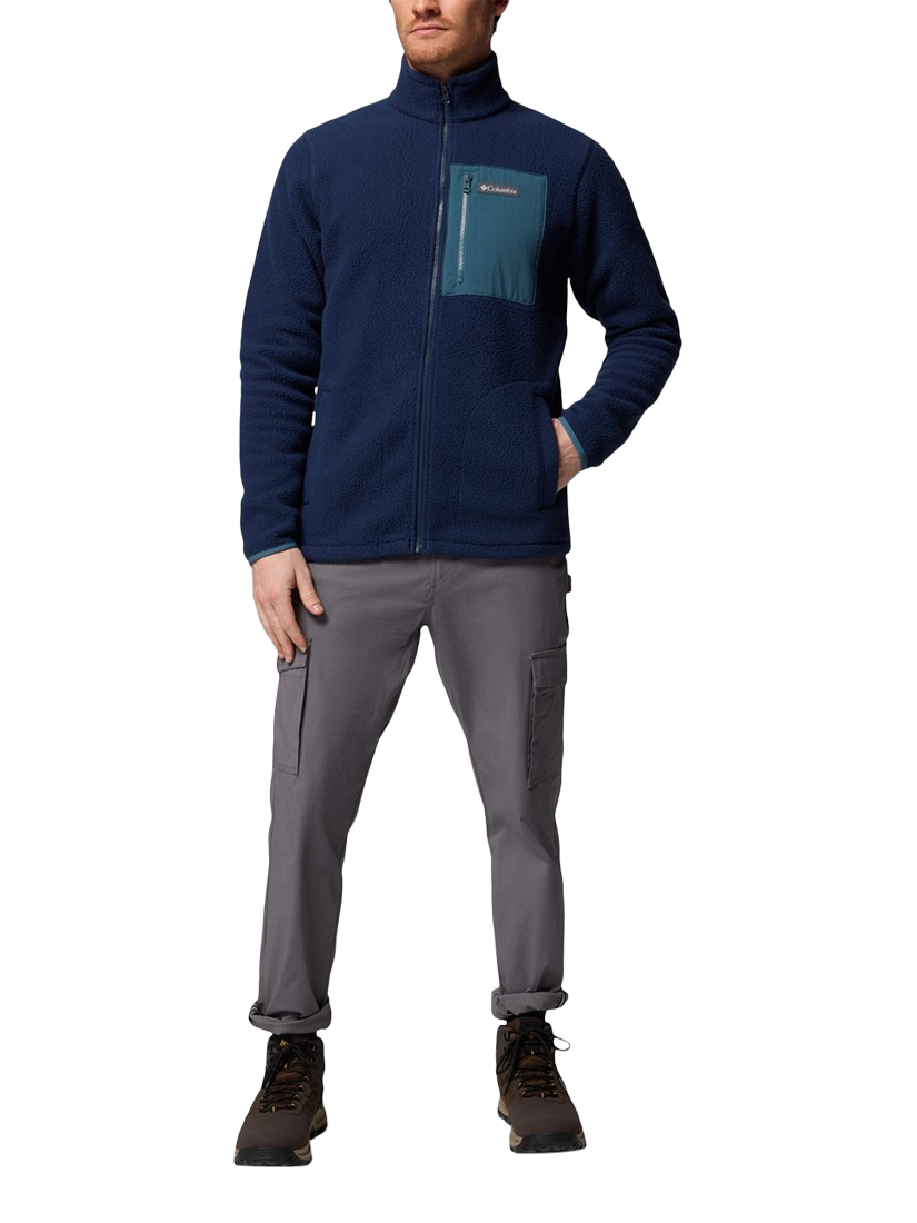 Product image 4 of 4, which shows Columbia Jasper Pebbled Zip Front Fleece Jacket, Collegiate Navy/Everblue, S