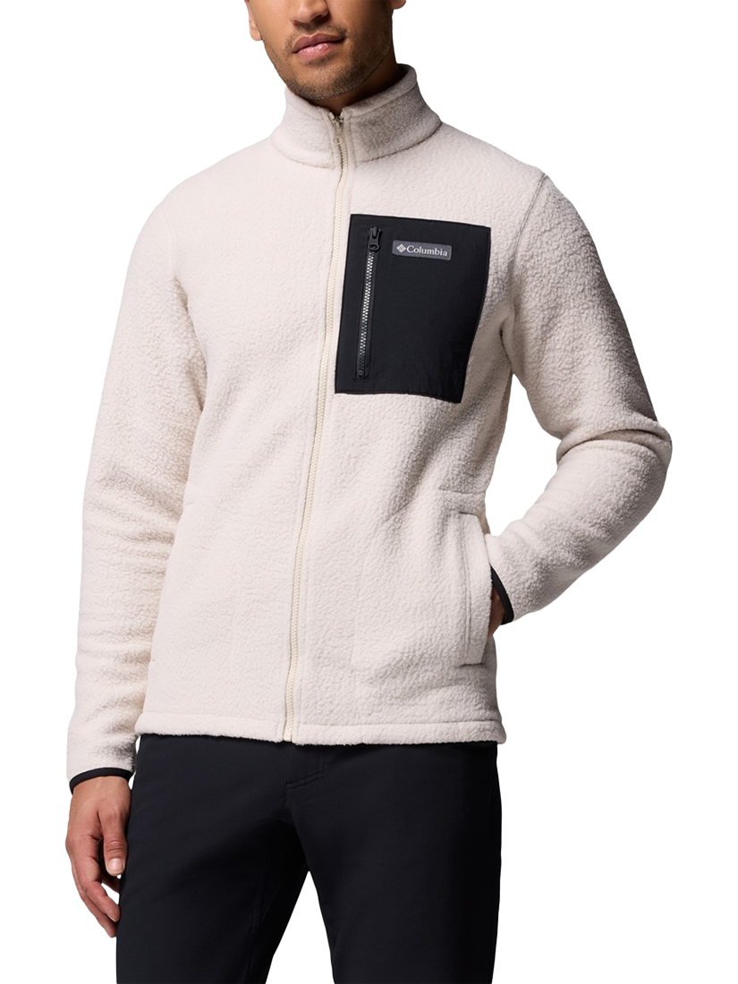 Product image 1 of 4, which shows Columbia Jasper Pebbled Zip Front Fleece Jacket, Dark Stone/Black, S