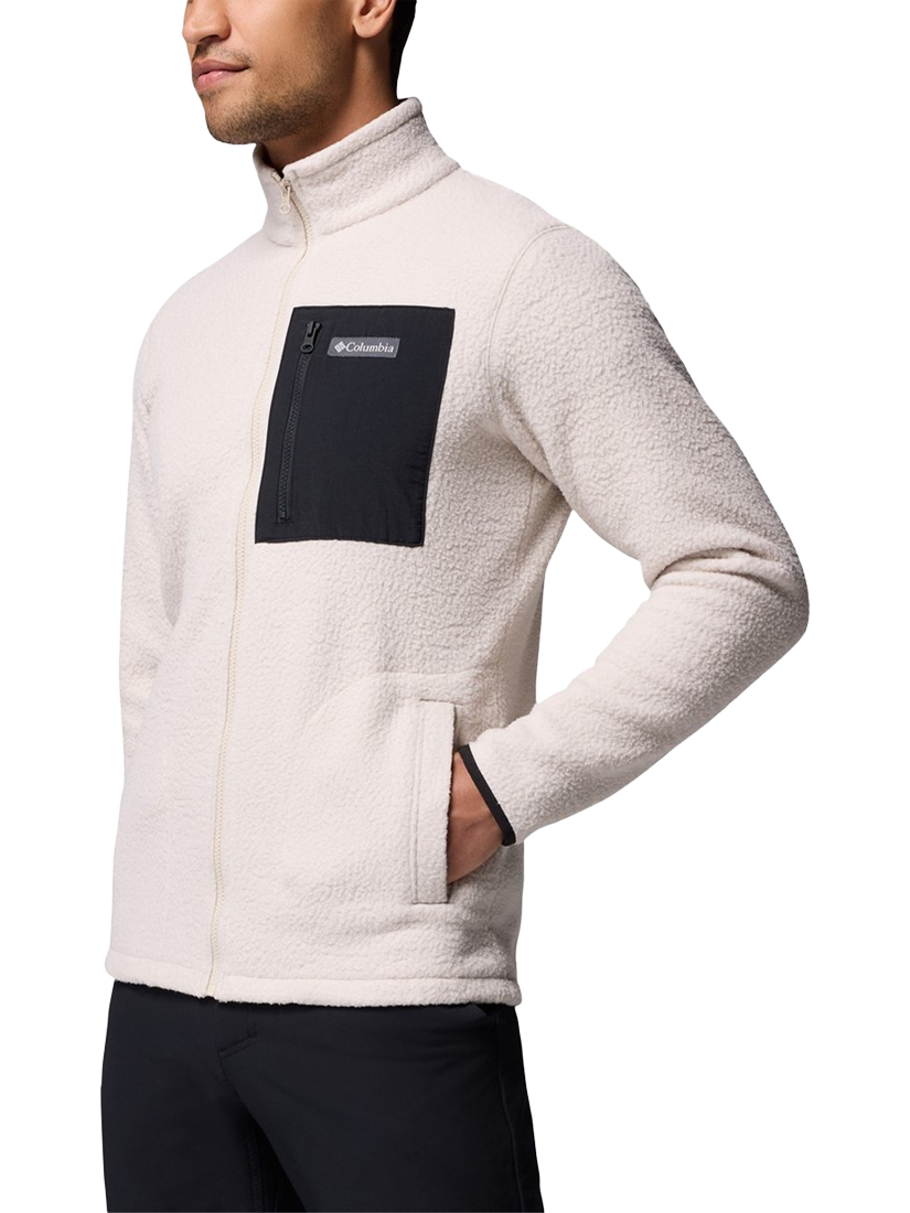 Product image 3 of 4, which shows Columbia Jasper Pebbled Zip Front Fleece Jacket, Dark Stone/Black, S