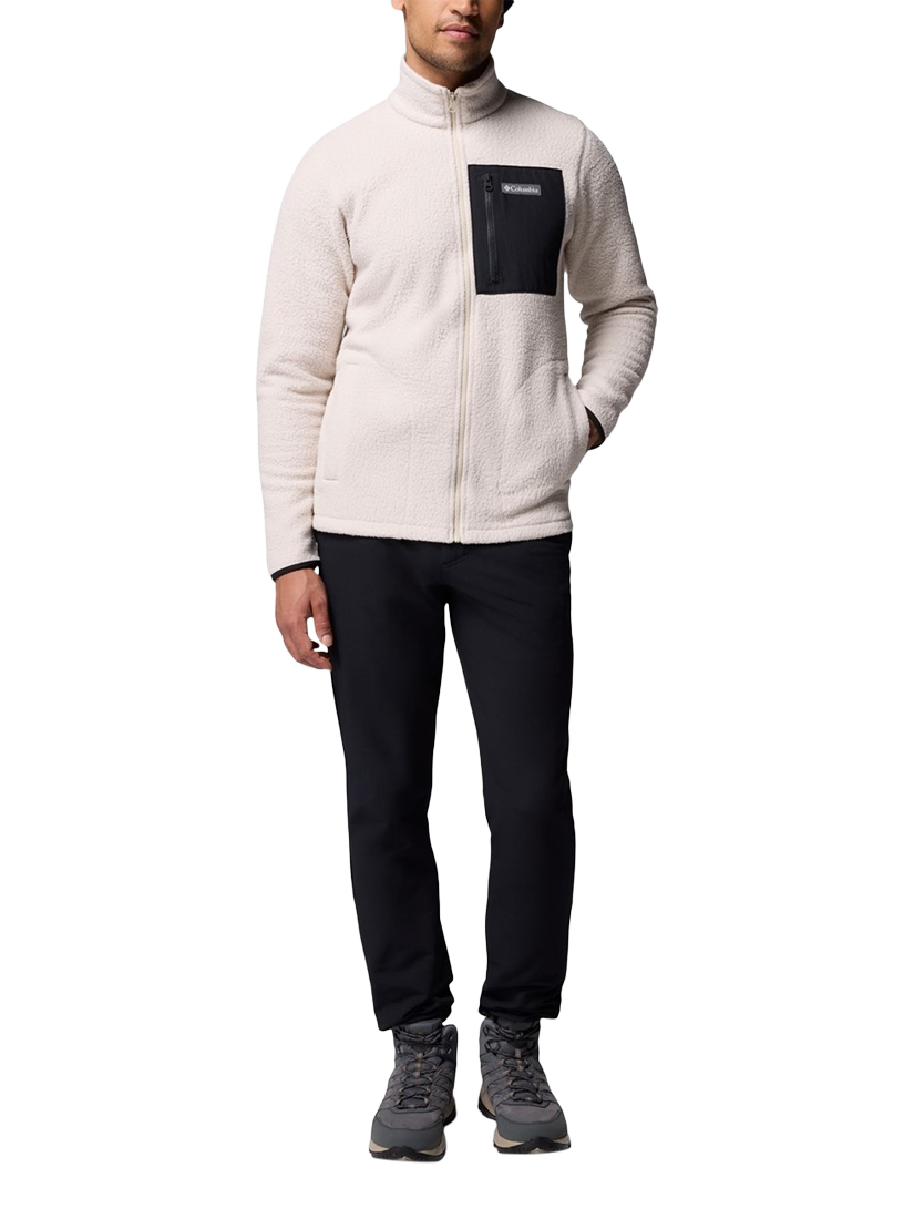 Product image 4 of 4, which shows Columbia Jasper Pebbled Zip Front Fleece Jacket, Dark Stone/Black, S