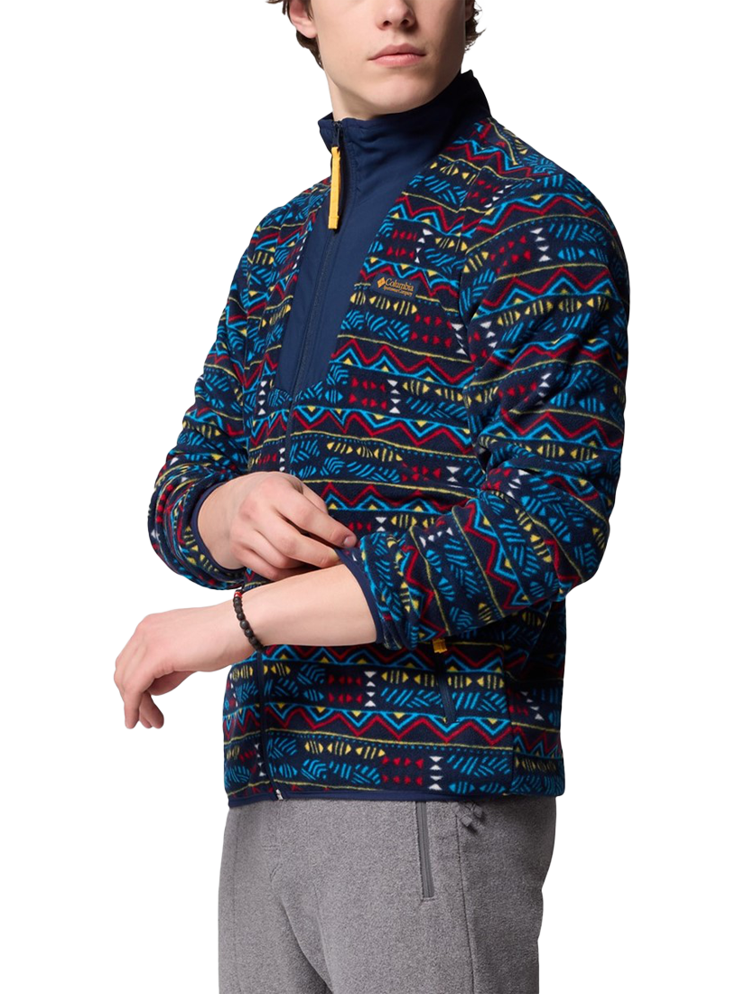 Product image 3 of 4, which shows Columbia Sequoia Grove Zip Front Printed Fleece Jacket, Collegiate Navy Horizons, S