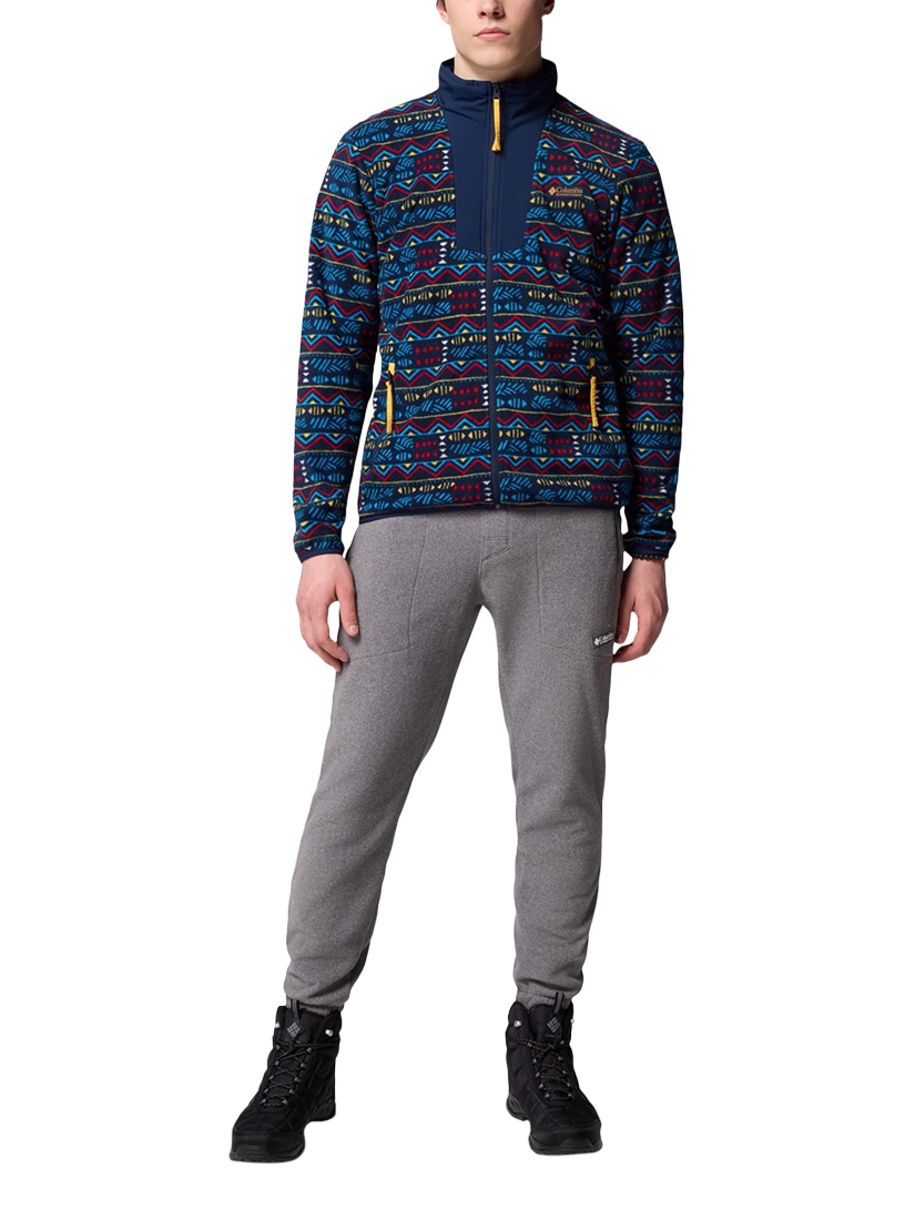 Product image 4 of 4, which shows Columbia Sequoia Grove Zip Front Printed Fleece Jacket, Collegiate Navy Horizons, S