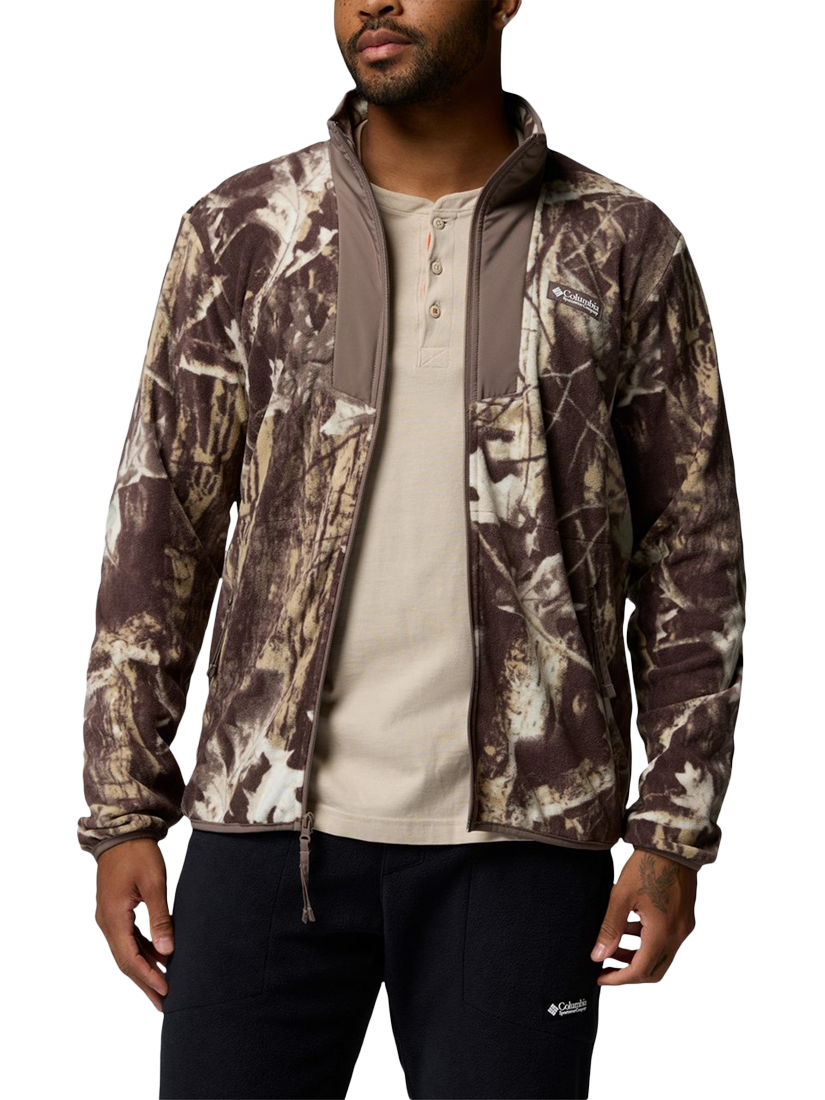 Product image 1 of 4, which shows Columbia Sequoia Grove Camouflage Fleece Zip Jacket, Iron Timberwolf, S