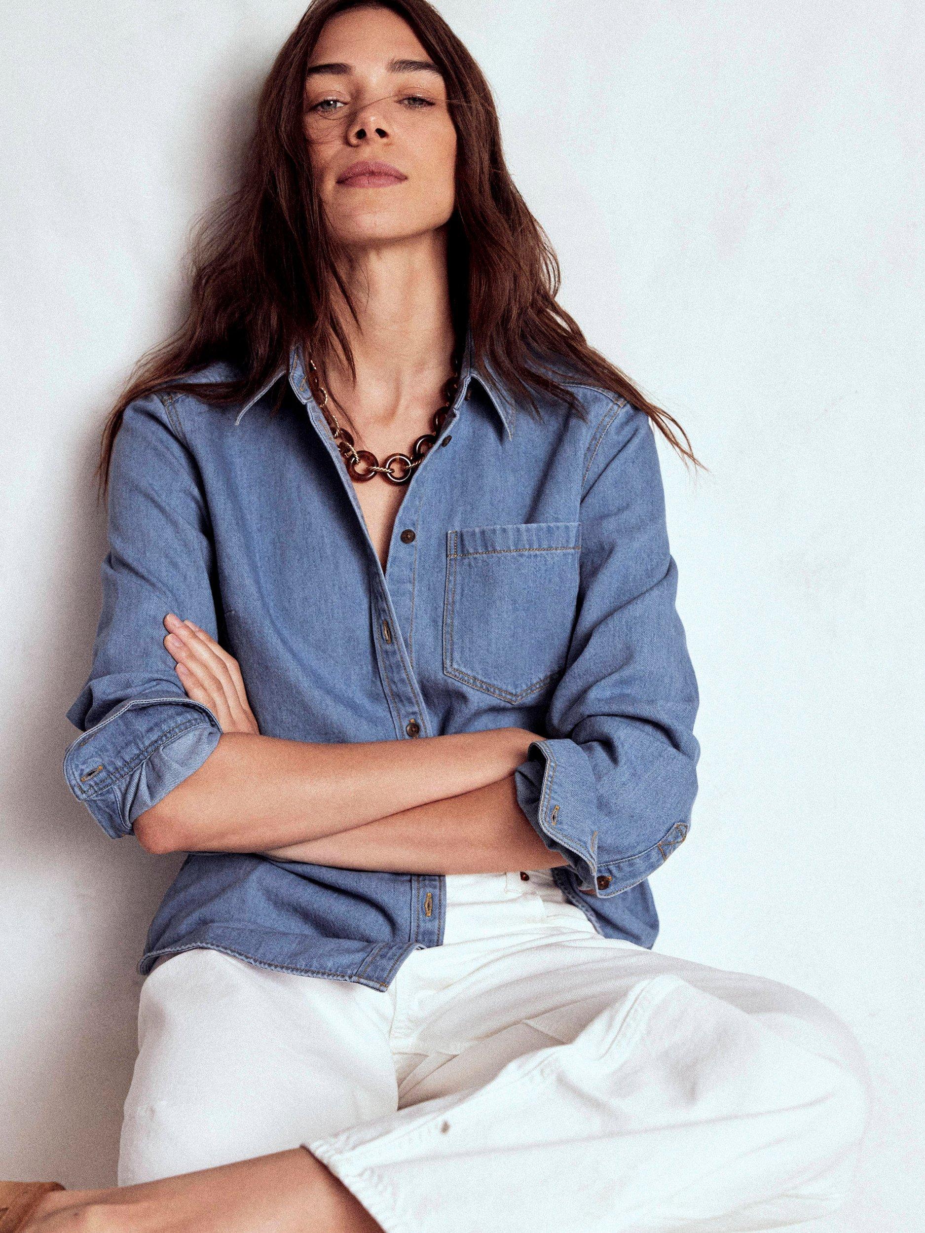 Product image 1 of 5, which shows Boden Lightweight Denim Shirt, Light Authentic, 18