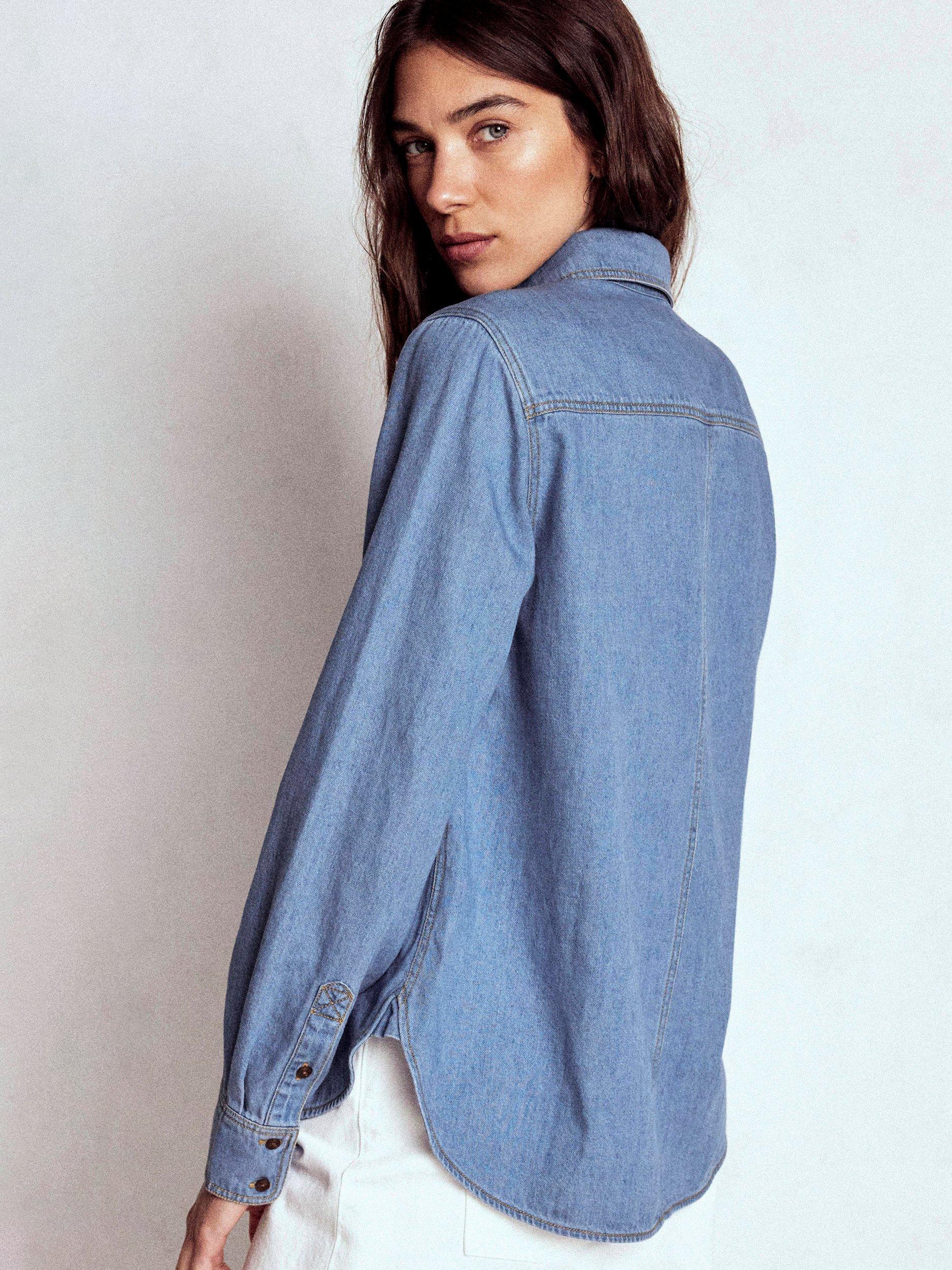 Product image 4 of 5, which shows Boden Lightweight Denim Shirt, Light Authentic, 18