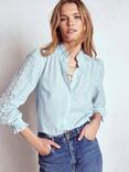 Boden Lorna Stripe Pleated Top, Blue/Ivory