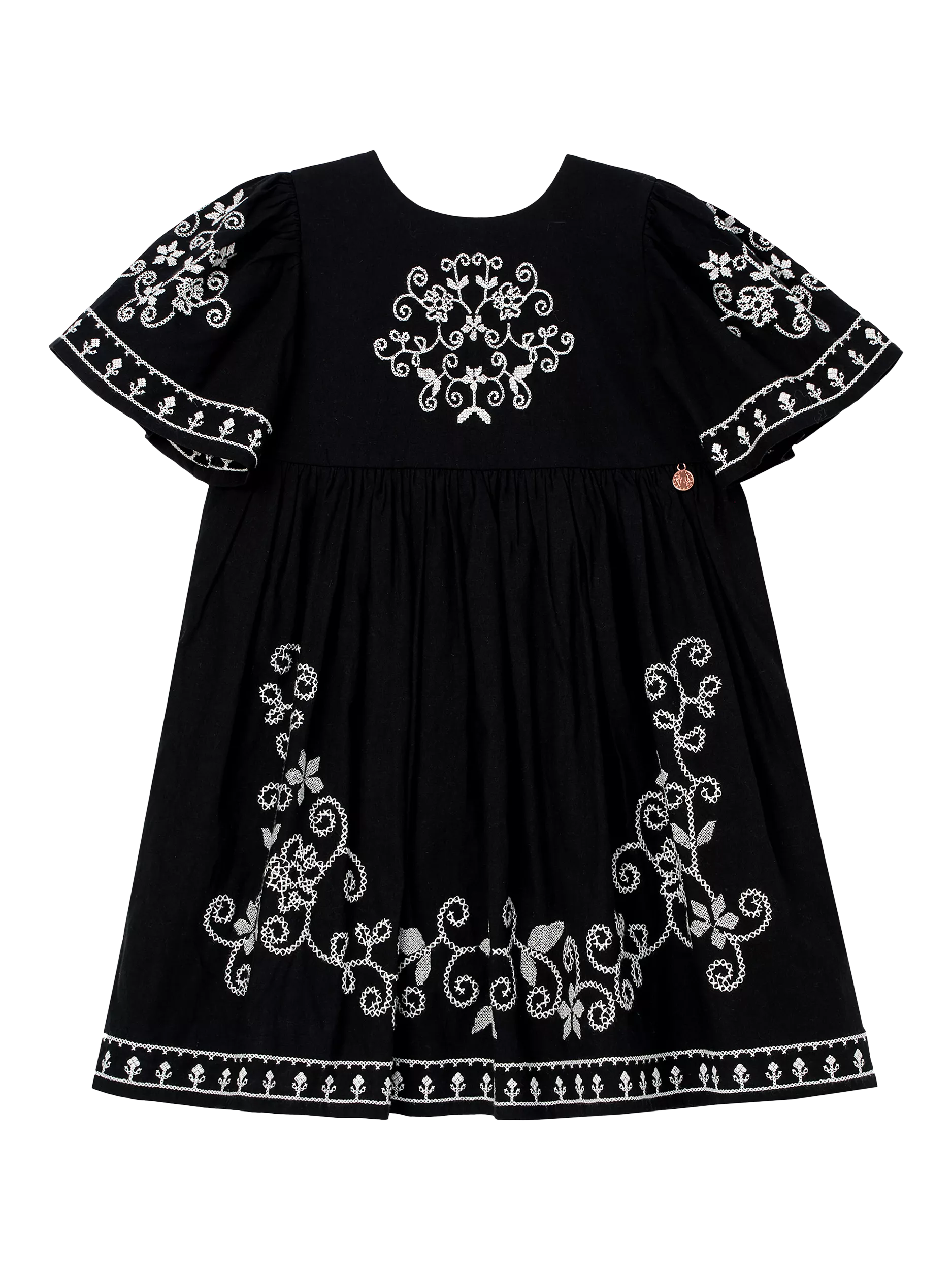 angel & rocket nude reyna embroidered swing dress Girls Embroidered Folk Swing Dress | Angel & Rocket