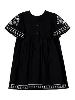Angel & Rocket Kids' Cotton Embroidered Swing Dress, Black - view 2, Black