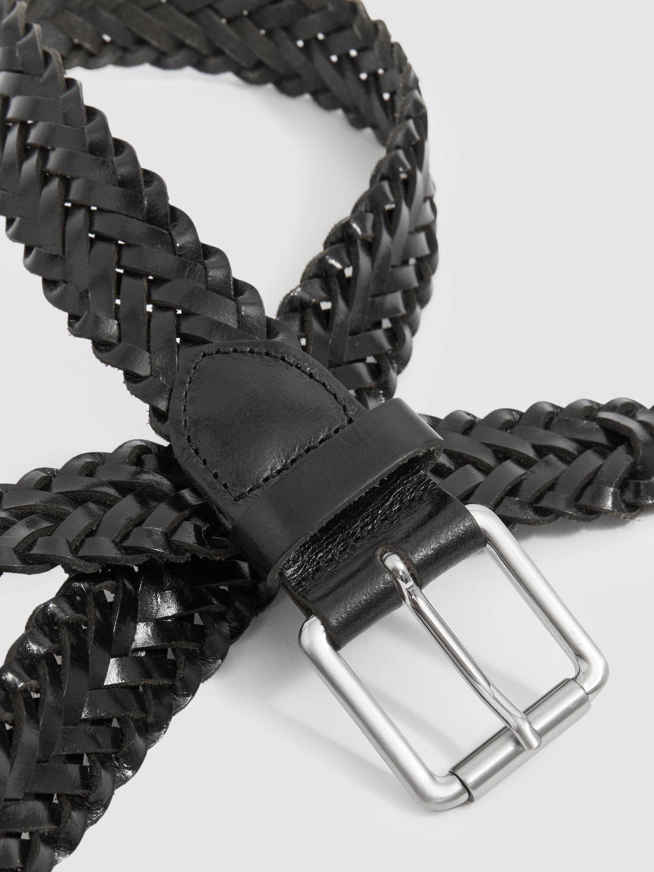 Product image 4 of 4, which shows Reiss Carlton Leather Belt, Black, 28R