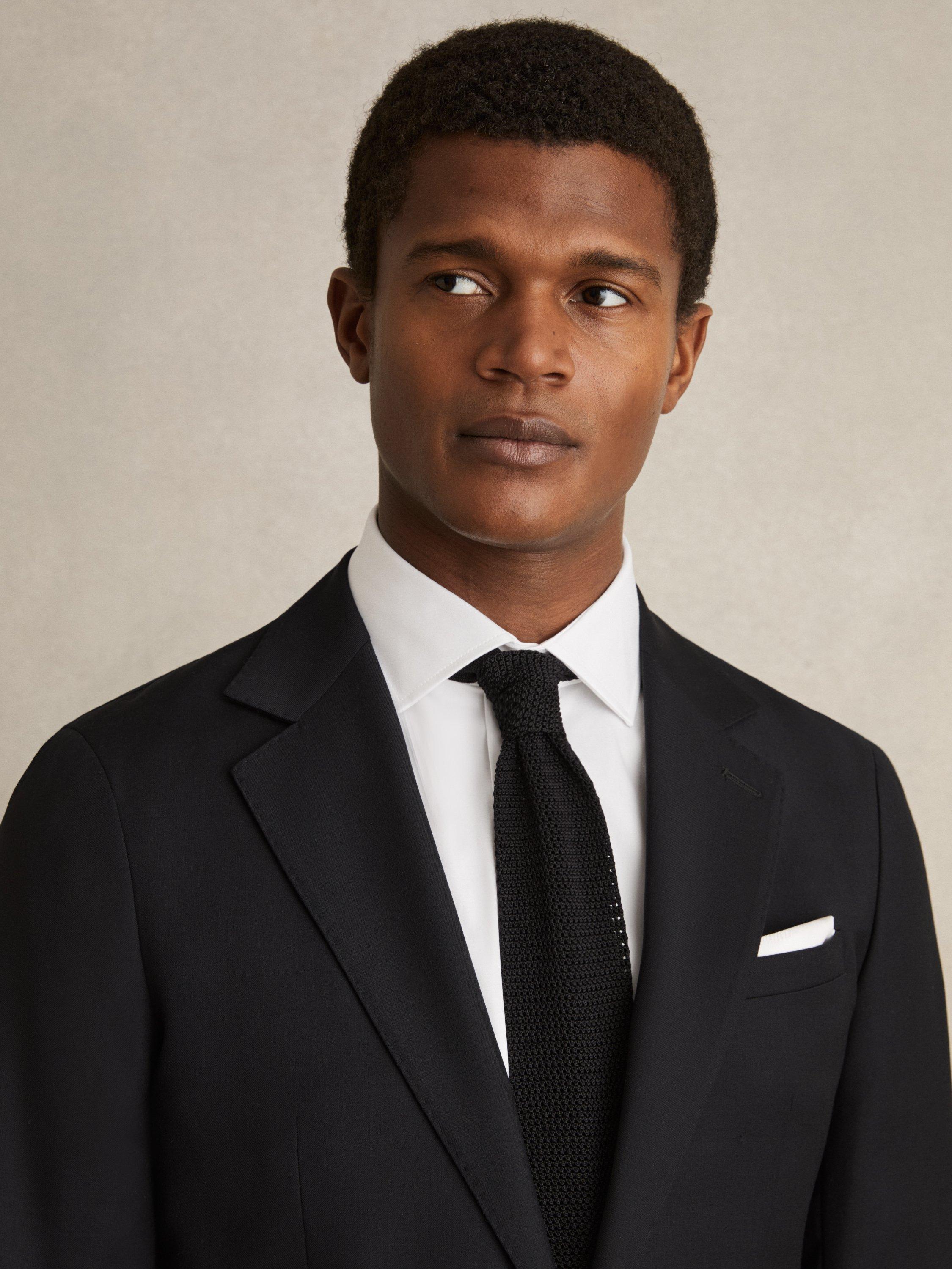 Product image 5 of 5, which shows Reiss Remote Slim Fit Cotton Satin Shirt, White, XS