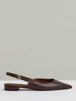 Reiss Aubrey Pointed Leather Pumps, Chocolate