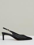 Reiss Sirena Stiletto Heel Leather Court Shoes, Black
