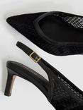 Reiss Sirena Stiletto Heel Leather Court Shoes, Black