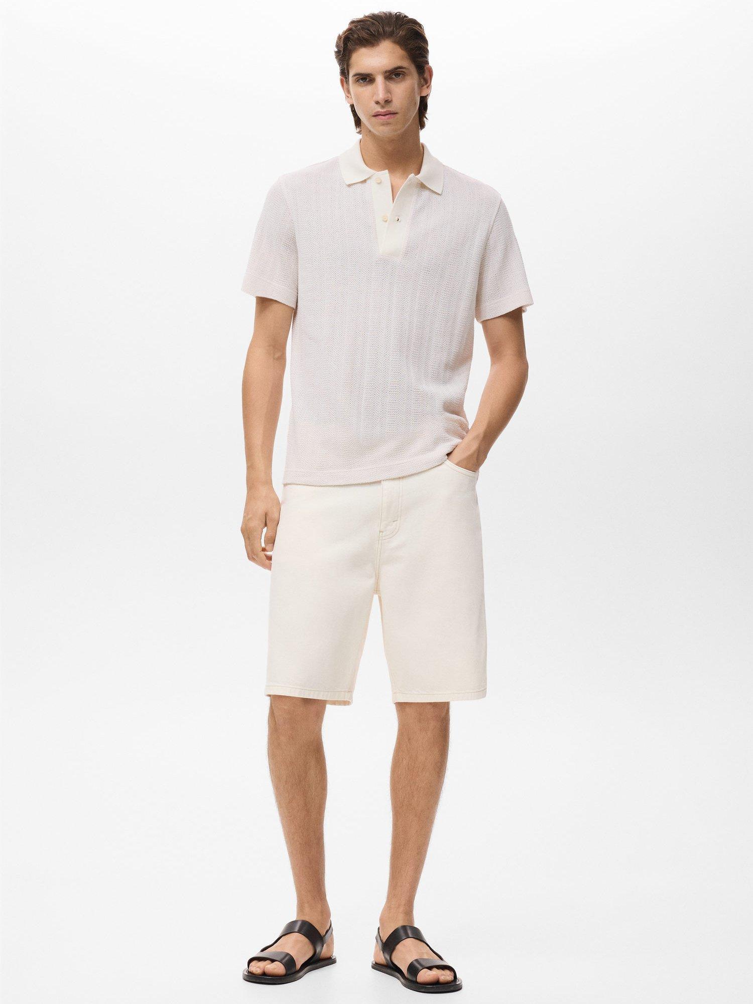 Product image 2 of 8, which shows Mango Armip Short Sleeve Polo Shirt, Natural White, L