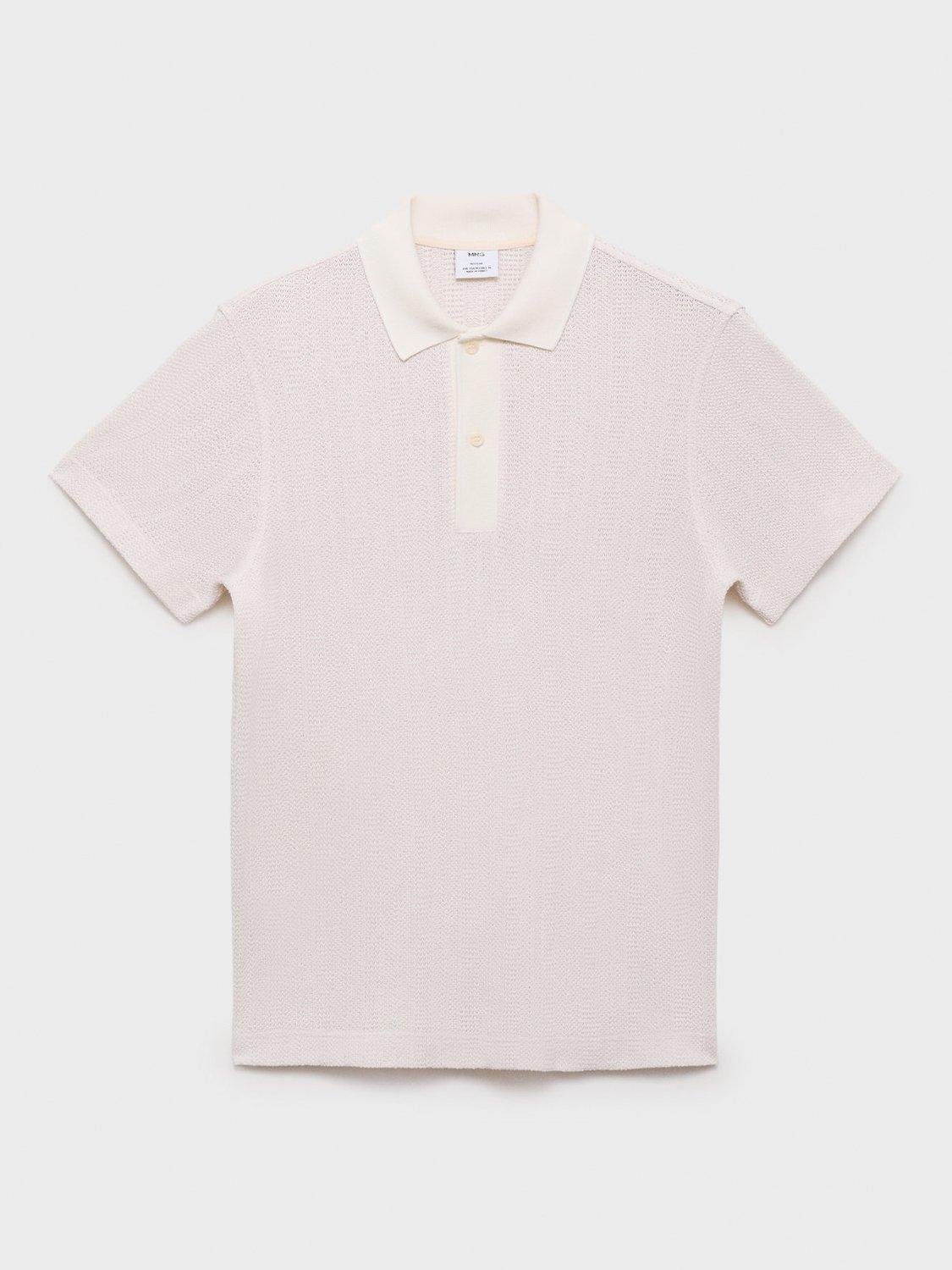 Product image 3 of 8, which shows Mango Armip Short Sleeve Polo Shirt, Natural White, L
