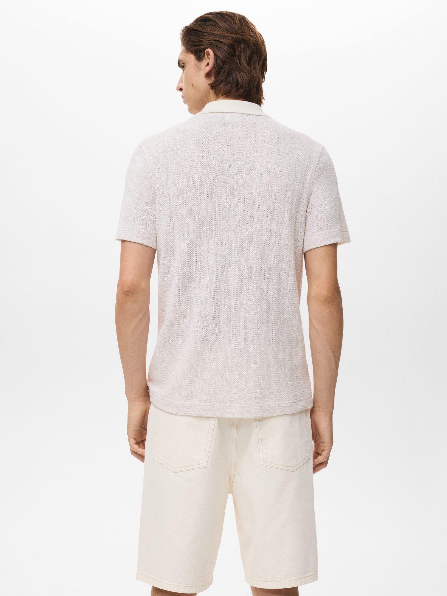 Product image 4 of 8, which shows Mango Armip Short Sleeve Polo Shirt, Natural White, L
