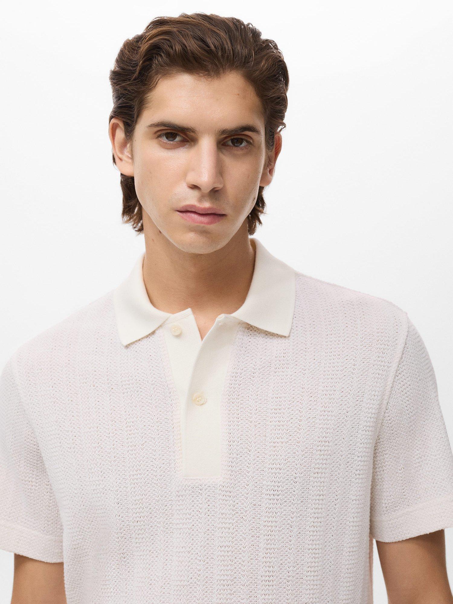 Product image 6 of 8, which shows Mango Armip Short Sleeve Polo Shirt, Natural White, L