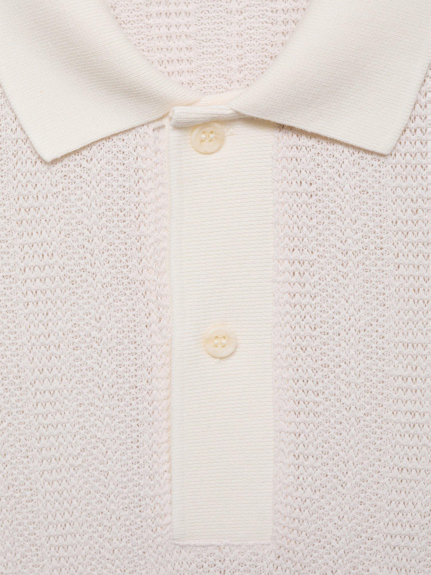 Product image 8 of 8, which shows Mango Armip Short Sleeve Polo Shirt, Natural White, L