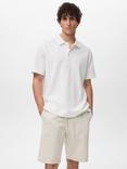 Mango Bambula Short Sleeve Cotton Blend Knit Polo Shirt, Natural White