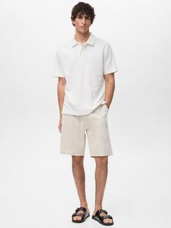 Mango Bambula Short Sleeve Cotton Blend Knit Polo Shirt, Natural White - view 2, Natural White