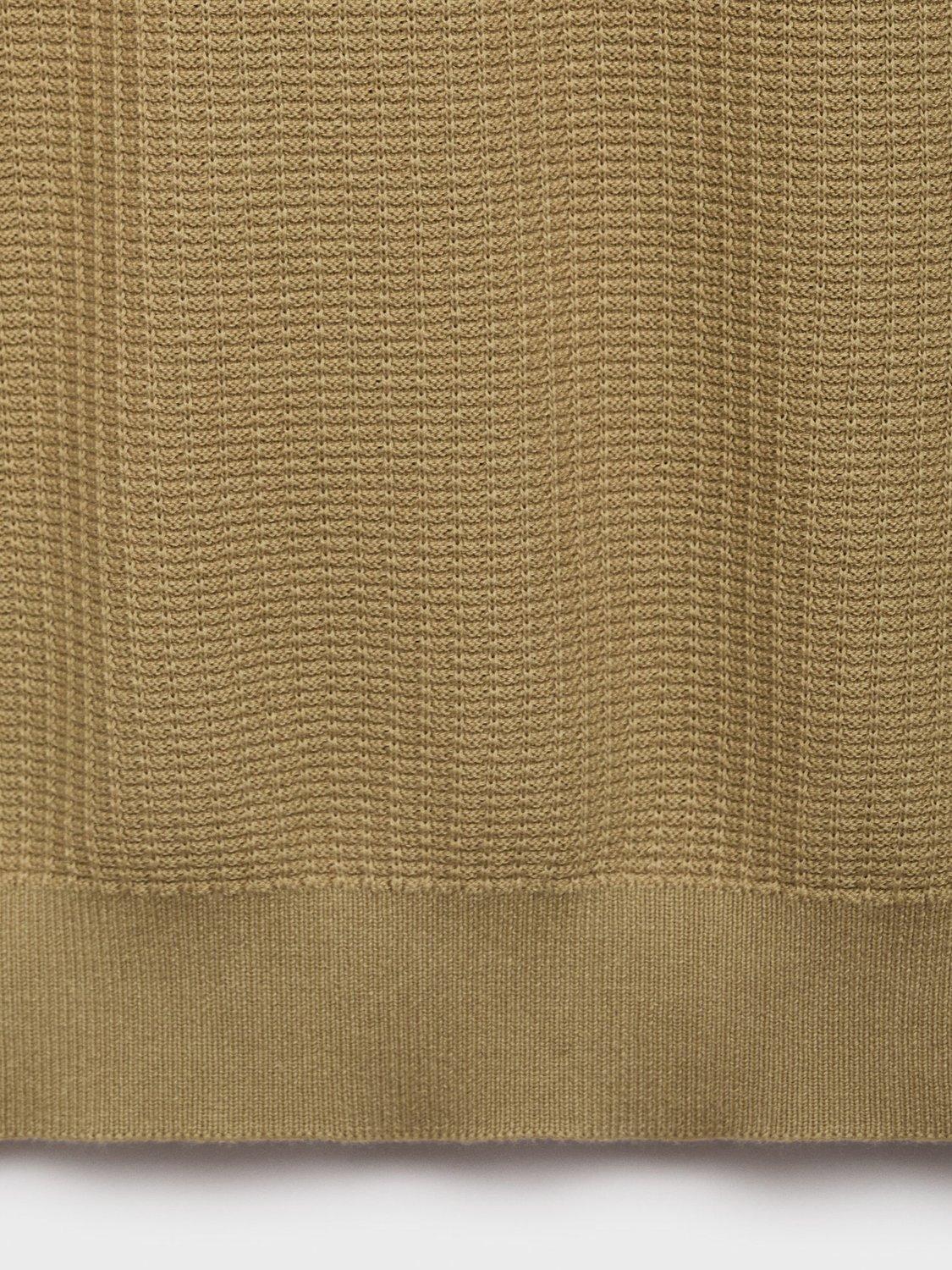 Product image 5 of 8, which shows Mango Fluid Cotton Regular Fit Short Sleeve Polo Shirt, Light Beige, S