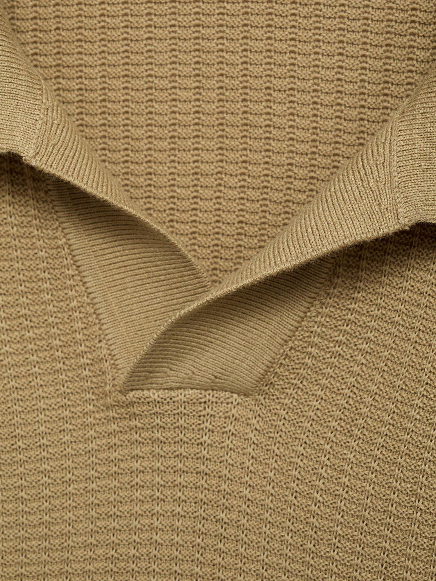 Product image 8 of 8, which shows Mango Fluid Cotton Regular Fit Short Sleeve Polo Shirt, Light Beige, S