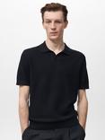 Mango Cotton Ribbed Knit Short Sleeve Polo Shirt