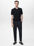 Mango Cotton Ribbed Knit Short Sleeve Polo Shirt