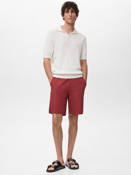 Mango Hondarra Short Sleeve Cotton Knit Polo Shirt, Natural White - view 2, Natural White