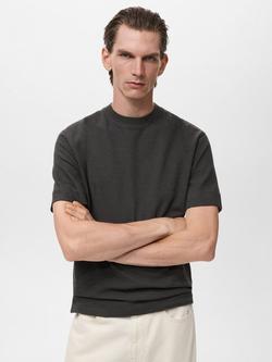 Mango Bambula Cotton Blend Regular Fit Short Sleeve T-Shirt, Charcoal